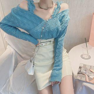 Cold-shoulder Sweater / Mini A-line Skirt