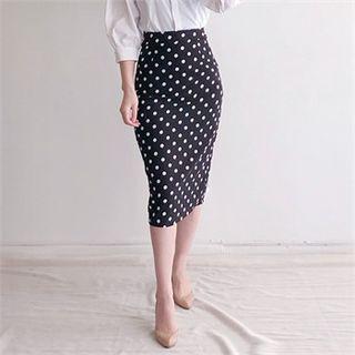 Polka-dot Midi Pencil Skirt