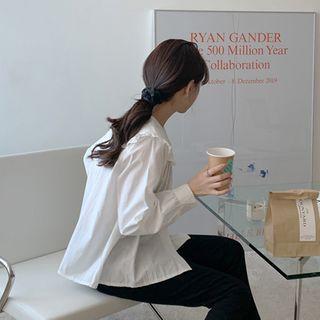 Frilled-collar Pintuck-trim Blouse