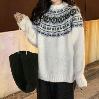 Jacquard Semi High-neck Sweater