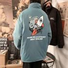 Printed Stand-collar Zip-up Jacket