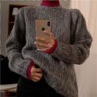 Mock Neck Sweater / Long-sleeve Mesh Top