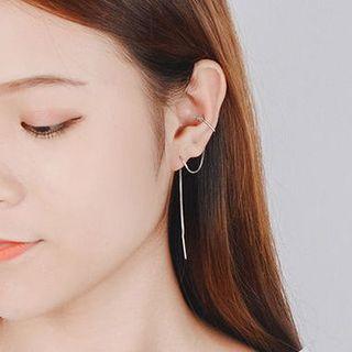 Rhinestone Curved Arrow Dangle Earring 1 Pair - White Gold - One Size