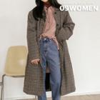 Single-breasted Oversized Long Houndstooth Coat