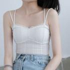Lace Cross-strap Back Cropped Camisole Top