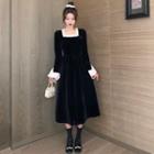 Velvet Square-neck Dress