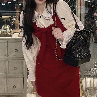 Bow-front Mini Sheath Overall Dress