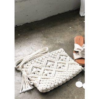 Tasseled Crochet-knit Shoulder Bag