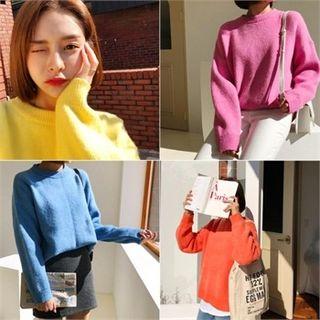 Vivid-color Round-neck Sweater