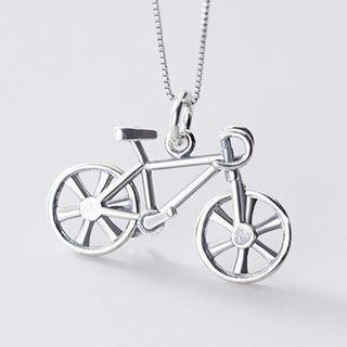 925 Sterling Silver Bicycle Pendant Necklace Silver - One Size