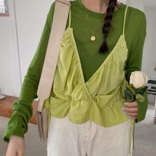 Long-sleeve T-shirt / Cropped Camisole Top