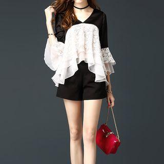 Ruffle Lace V-neck Top