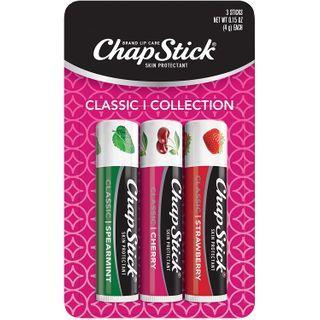 Chapstick - Classic Collection Skin Protectant Flavored Lip Balm Tube Cherry, Strawberry & Spearmint, 1 Pack