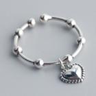 Heart & Bead Open Ring S925 Silver - Silver - One Size
