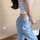 Cutout Waist Straight-leg Jeans