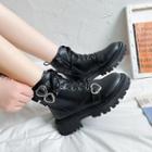 Lace-up Heart Buckled Short Boots