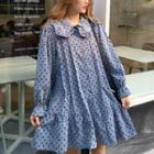 Long-sleeve Polka Dot Mini Shirtdress