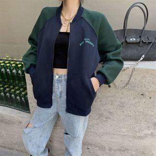 Colorblock Loose-fit Baseball Jacket