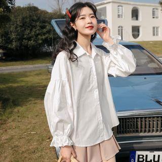 Drop-shoulder Shirt White - One Size