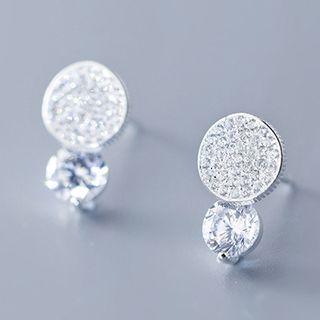925 Sterling Silver Rhinestone Dangle Earring 1 Pair - S925 Silver - Silver - One Size