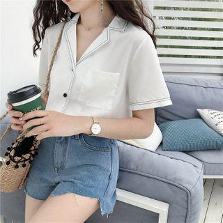 Short-sleeve Contrast Lining Shirt