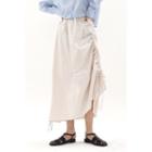 Drawstring-side Maxi Skirt Beige - One Size