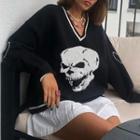 Skull Print Long-sleeve Sweater