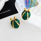Bow Stud Earring 1 Pair - S925 Silver Needle - Green - One Size