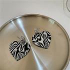 Zebra Print Heart Alloy Dangle Earring 1 Pair - Zebra - Black & White - One Size