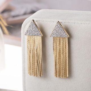 Rhinestone Triangle Fringed Earring