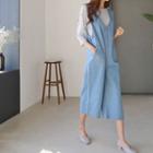 V-neck Denim Jumpsuit