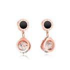Simple Temperament Plated Rose Gold Roman Numerals Geometric Round 316l Stainless Steel Earrings With Cubic Zirconia Rose Gold - One Size