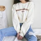Round-neck Lettering Embroidered Pullover