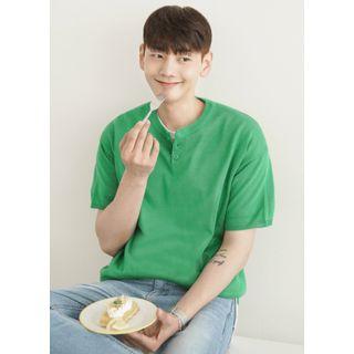 Crew-neck Summer Knit Henley