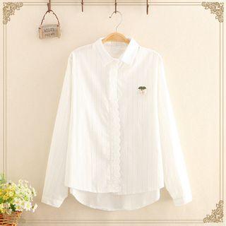 Cherry Brooch Long-sleeve Shirt