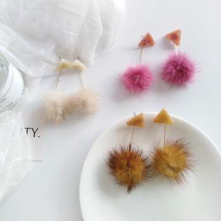 Pom Pom Triangular Drop Earring