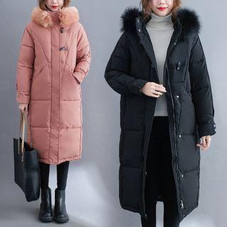 Furry-neck Long Padded Toggle Coat