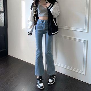 High Waist Bootcut Cropped Jeans