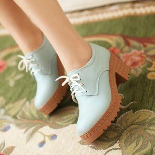 Chucky Heel Platform Lace Up Shoes