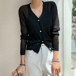 Vivid Sheer Rib-knit Cardigan
