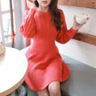 Cable-knit Flared Mock Two-piece Dress