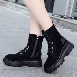 Faux Leather Lettering Platform Short Boots