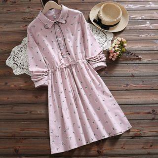 Dandelion Print A-line Shirtdress