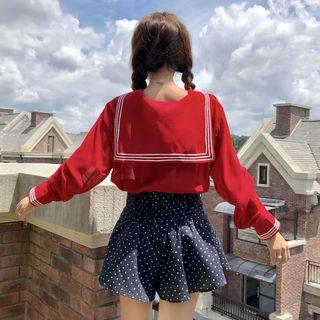 Sailor Collar Blouse / Dotted Skort