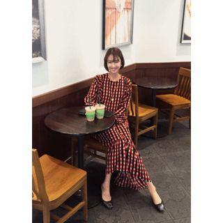 Frilled-trim Checked Dress