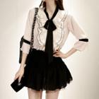 Tie-neck Frill-layered Blouse