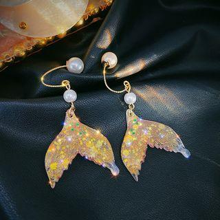 Faux Pearl Resin Mermaid Tail Dangle Earring
