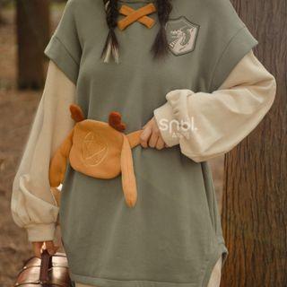 Mock Two-piece Rabbit Plush Sweatshirt