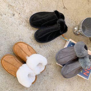 Faux-fur Seam-trim Slippers