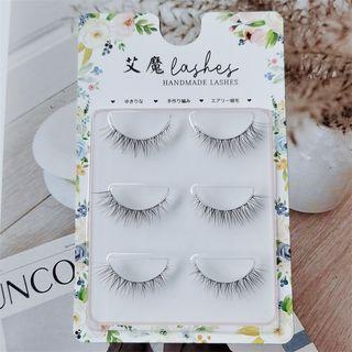 Set Of 3: False Eyelashes (c39) Black - 9mm